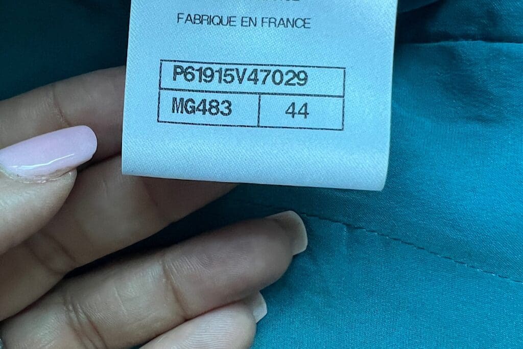 Chanel Egypt interior tag
Made in France
