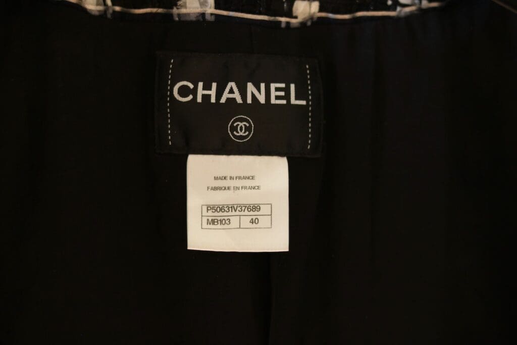 Chanel jacket size tag Made in France