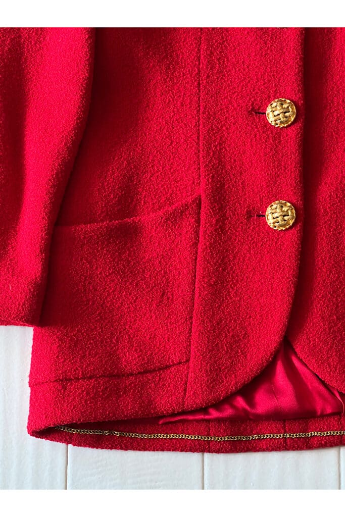 Vibrant red tweed Chanel jacket 