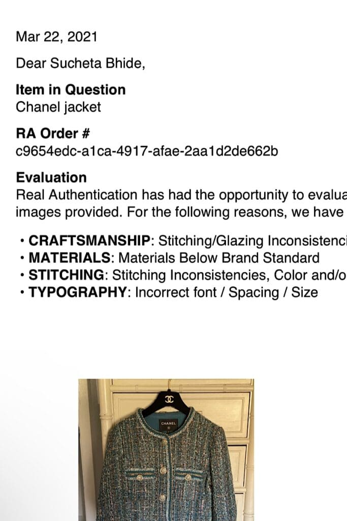 How to spot a fake Chanel tweed jacket