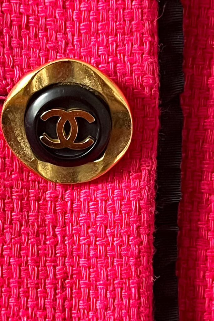 Wave shaped buttons on vintage Chanel jacket 